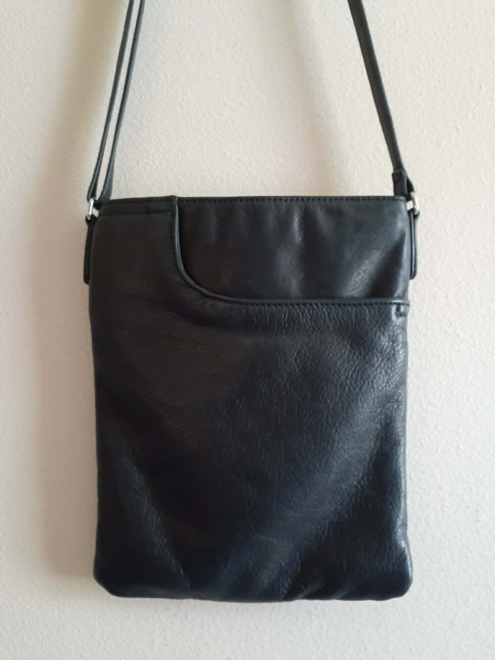 MARGOT Vintage Black Leather Shoulder Bag, Satchel